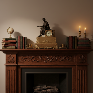 Horloge de cheminée néoclassique antique en laiton doré avec sculpture de la Musée <span class=keywords><strong>des</strong></span> Arts en bronze - Product Image 3