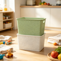 Panier de rangement multifonctionnel écologique en PP avec poignées et couvercle, design empilable pour l'organisation des jouets et des légumes de cuisine