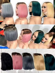 Letsfly วิกผม12A บ๊อบแท้40 $2x6ขนาด10นิ้ววิกผม250% สีชมพูอมเทาผม100% มนุษย์ - Product Image 2