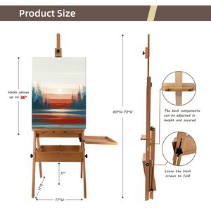 JQ Vente en gros Support de sol pliant en bois Aquarelle Extérieur Croquis Art Chevalet Chevalet Stand Peinture à l'huile Chevalet <span class=keywords><strong>pour</strong></span> Peinture - Product Image 2