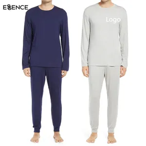 Loungewear dos homens de alta qualidade personalizado Set Para Adulto Sólida Manga Longa Macia Modal Pijamas para Homens