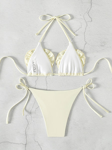 Bikini blanco de Fantasía Floral de JSN con detalles embellecidos colección de trajes de baño para mujer - Product Image 4
