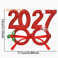 Lunettes de Noël créatives et amusantes Berry Green 2027 – Décoration de fête de Noël, monture de lunettes pour photos du Nouvel An