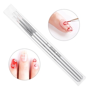 Ensemble de 3 pinceaux à ongles en cristal transparent, stylo à ligne fine, stylo de sculpture avec crochet pour la peinture couleur et le nail art - Product Image 5