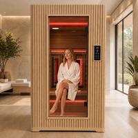 Cabine de sauna infrarouge fiable pour 2 personnes en bois de pruche, faible EMF, avec chauffages en fibre de carbone, pour spa sec intérieur, système de soins de santé