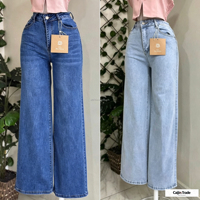 Jean cargo en denim décontracté coupe ample et large pour femme, taille haute, longueur intégrale, en coton et élasthanne, collection printemps