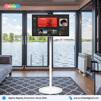 Moniteur Android portable intelligent sans fil Refee de 32 pouces, autonomie de 9 heures, fréquence de rafraîchissement de 120 Hz, support de kiosque 2-en-1, blanc, alimentation 12 V