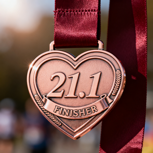 Hochwertige hübsche Herzform Harf Marathon Finisher Medaillen Großhandel personal isierte Souvenir Sports Race Award Metall medaille - Product Image 4