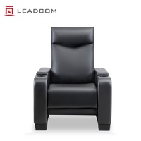 Fauteuil de cinéma VIP en cuir LEADCOM LS-829E avec dossier inclinable, sièges de cinéma commercial avec porte-gobelet intégré