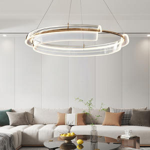 Lustre circulaire LED de luxe postmoderne pour salon, salle à manger minimaliste nordique, éclairage tendance et élégant, lampes suspendues - Product Image 1