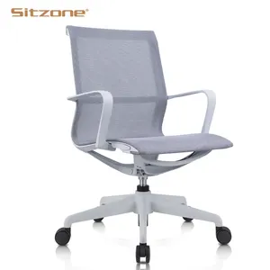 Sitzone Mobili Grigio Telaio Ufficio Sedia Personale Sedia Medio Back Pieno Maglia di Buona Qualità Maglia Moderne Fisso Bracciolo Base In Nylon 1pc/ctn