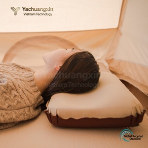 Portable <b>Inflatable</b> Sponge Material Camping Travel Pillow with Storage Bag Beige All Seasons Use - Product Image 2
