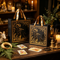 Sac de shopping écologique haut de gamme avec logo personnalisé imprimé, poignées en ruban, style inspiré de la mythologie