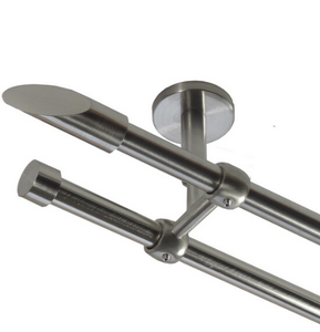 Ensemble de tringles à rideaux doubles en métal tringles à rideaux extensibles modernes contemporaines en vente pour fenêtre - Product Image 2