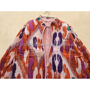 Chaqueta de Mujer Eket Print, Estilo Boho Hippie, Acolchada, de Algodón Ecológico, Reversible, con Estampado Kantha Indio Pintado a Mano, para Verano - Product Image 3