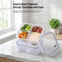 Boîte à lunch en plastique à trois étages, simple, compartimentée, étanche, sans BPA, compatible micro-ondes, avec compartiment scellé, récipient de stockage alimentaire