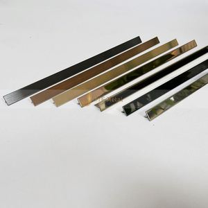 Profilés de carrelage EX464, miroir décoratif coloré, acier inoxydable finition brossée, bande décorative en T pour la décoration intérieure - Product Image 1
