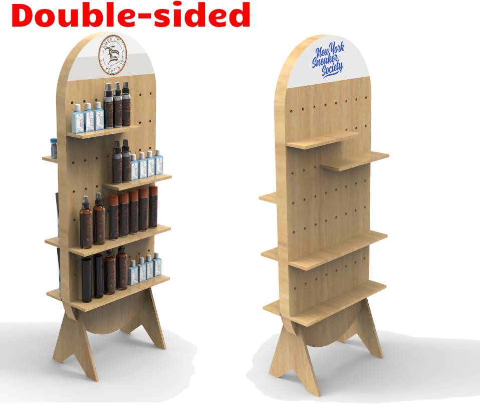 Customized Durable Wood Scratch-Proof Stable Multi-Tier Retail Display Rack for Shoe Care Mall — view 5
