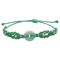 Bracelet en micro-macramé tressé à la main de haute qualité avec quartz naturel transparent, disque porte-bonheur, amulette de paix et pièce de monnaie en pierre, idéal pour un cadeau