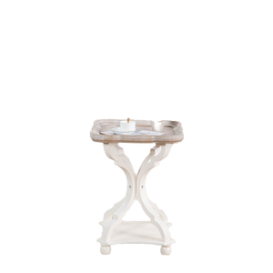 Table basse pliable et réglable en métal de style industriel moderne avec pieds blancs - Product Image 1