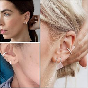 18K Gold Plated Brass Cartilage Cute Mini Thin <strong>Tragus</strong> <strong>Hoops</strong> Multiple Piercings Aretes <strong>Hoop</strong> Huggie Earrings Sets Trendy - Product Image 5