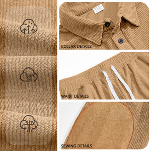 2026 traje de ropa de trabajo deportiva Vintage para hombre, informal, transfronterizo, de dos piezas, cuello vuelto, manga larga, Color sólido, transpirable, suelto - Product Image 3