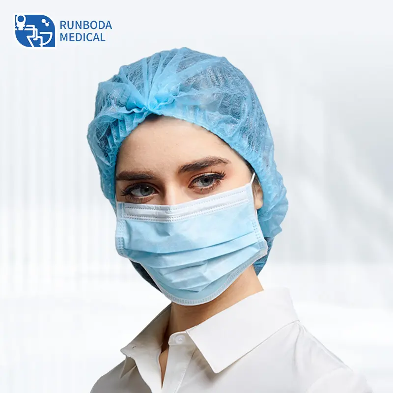 nurse hat double elastic clip doctor disposable bouffant surgical nonwoven mob cap for anesthesiology