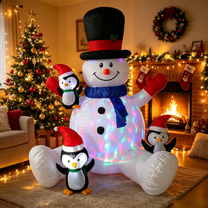 Muñeco <span class=keywords><strong>de</strong></span> <span class=keywords><strong>Nieve</strong></span> Inflable Gigante <span class=keywords><strong>de</strong></span> Navidad con Pingüinos y Luces LED, Decoración para Jardín Exterior, 210 cm - Product Image 5