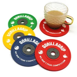 Customized 3D Mini Barbell Model Disposal Beer Coaster Custom Gym Promotional Souvenir PVC Beer Cup Mat Coaster