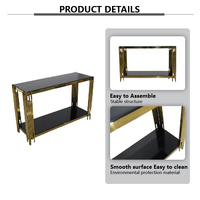Ensemble de table à manger et 6 chaises de luxe moderne pour hôtel, en verre noir, pieds en métal doré, acier inoxydable, pour mariage