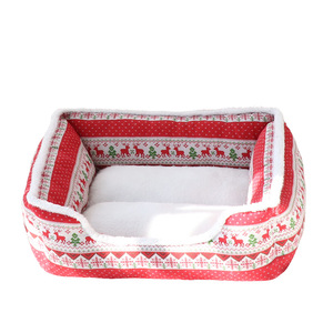 Coussin pour chien rectangulaire motif cerf rouge, lit d'hiver pour chien, rembourrage en fibres épaissies, lavable à la main, pour chiens de petite et moyenne taille - Product Image 1