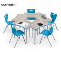 Table d'étude collaborative pour une place avec tiroirs Bureau en métal en forme de triangle pour étudiants pour appartement ou hôpital