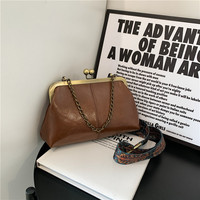 Tas Selempang Wanita Warna Solid Vintage Sederhana Grosir Tas Kulit PU Mewah Retro Elegan Tas Clutch Malam Hari