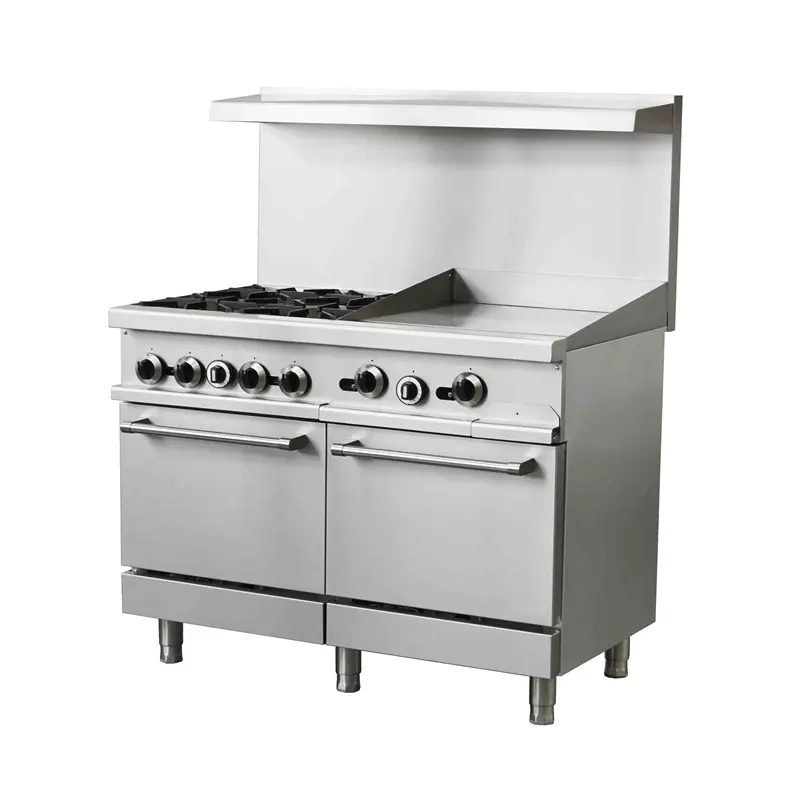 4 burners with 24inch grill with oven commercial restaurant equipment gas cooking range