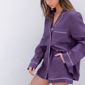 All'ingrosso della fabbrica del <span class=keywords><strong>pigiama</strong></span> bianco delle donne del cotone delle tasche a manica lunga Casual della camicia Shorts taglia <span class=keywords><strong>XS</strong></span> per l'estate traspirante comodo - Product Image 3