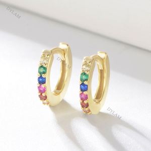 Dylam Bling Earring 5a Cubic Zircon Vintage Designer Ladies Sterling <b>Silver</b> Earring Colorful Cubic Zircon Mini <b>Hoop</b> Earrings - Product Image 5