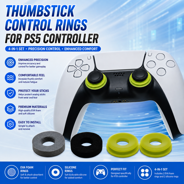 Analog Stick Aim Assist Rings Set EVA&Silicone Control Rings for PS5 PS4 Xbox Switch Pro Controller Precision Gaming Accessories