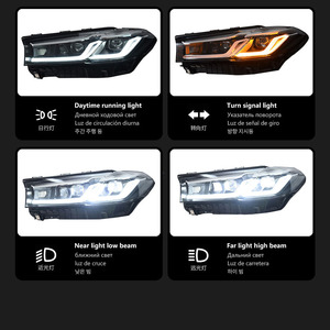 Pour BMW G30 Série 5 2018-2020, ensemble de phares à LED avec accent blanc DRL, feux de croisement quadruples, feux de route hexagonaux, phare Bi-LED - Product Image 5