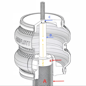 Amortiguador Neumático DL120190A2 Compatible con <span class=keywords><strong>JOM</strong></span> Coilover (Paso de Rosca M54*1.5-52 M12), Bolsa de Aire de Doble Convolución 1/8 NPT, Suspensión Neumática Delantera y Trasera - Product Image 6