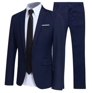 Completo Casual da <span class=keywords><strong>Uomo</strong></span> Personalizzato di Fabbrica, Nuovo Stile Britannico di Tendenza, Abito a Tinta Unita da Giovane, Set di Due Pezzi - Product Image 4
