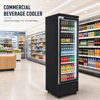 Réfrigérateur commercial à porte unique pour boissons, refroidissement par air, vitrine mécanique, étagères réglables, verrouillage de la porte, sans givre