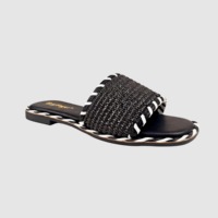 Sandales plates d'été pour femmes, de haute qualité, à enfiler, avec lanières en paille tressée, souples, antidérapantes, respirantes, à bout ouvert, pour la plage