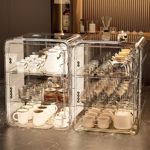 Vente chaude plateau de tasse triangulaire multicouche support de stockage de comptoir en <span class=keywords><strong>plastique</strong></span> Transparent boîte de rangement de tasse de thé à trois couches succincte - Product Image 6