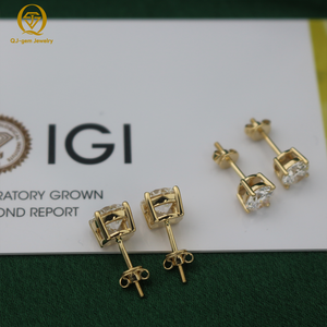 Pendientes de Oro de 18K con Diamantes Cultivados en Laboratorio, Corte Brillante Redondo, Certificación IGI, Joyería de Lujo para Mujer, Boda, Compromiso - Product Image 3