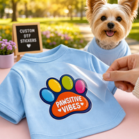 Autocollant DTF personnalisé pour t-shirts, impression par transfert thermique pour vêtements pour animaux de compagnie et vêtements pour chiens, conception personnalisée, usine OEM, personnalisé