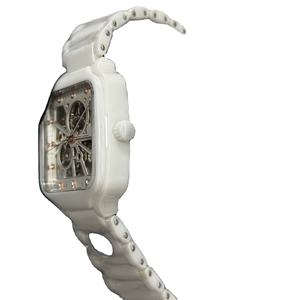 Nouvelle montre mécanique classique élégante, bracelet en céramique blanche de 20 mm, mouvement automatique creux, cadran à aiguilles, montre pour homme - Product Image 4