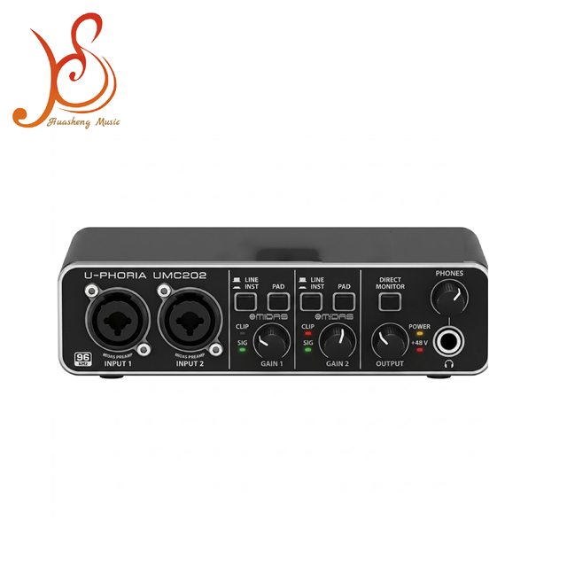 Top Selling High Quality UMC202 Audiophile 24-Bit/96 kHz USB Audio Interface with Midas Mic Preamplifiers