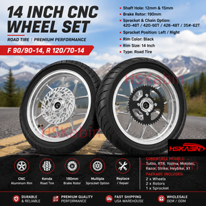 ชุดล้อ CNC ขนาด 14 นิ้ว ยี่ห้อ Kenda สำหรับรถจักรยานยนต์ ยางสำหรับถนน จานเบรค สเตอร์ 90/90-14 120/70-14 อะไหล่ทดแทน Tuttio RTR Yozma Razor X1 - Product Image 2