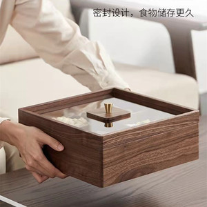 Wooden <b>Snack</b> <b>Tray</b> With Glass Lid Compartmentalized For Dried Fruit And Candy Home Living Room Serving Platter - Product Image 2