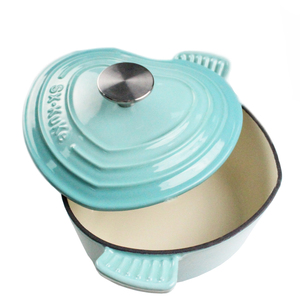 Pots <span class=keywords><strong>en</strong></span> <span class=keywords><strong>fonte</strong></span> émaillé personnalisés, antiadhésif, <span class=keywords><strong>en</strong></span> forme de cœur, couleur verte, 1 pièce - Product Image 5